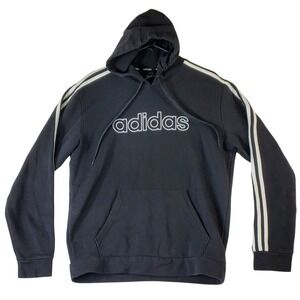 Adidas Black Hooded Sweatshirt with White Stripes Women's‎ Medium